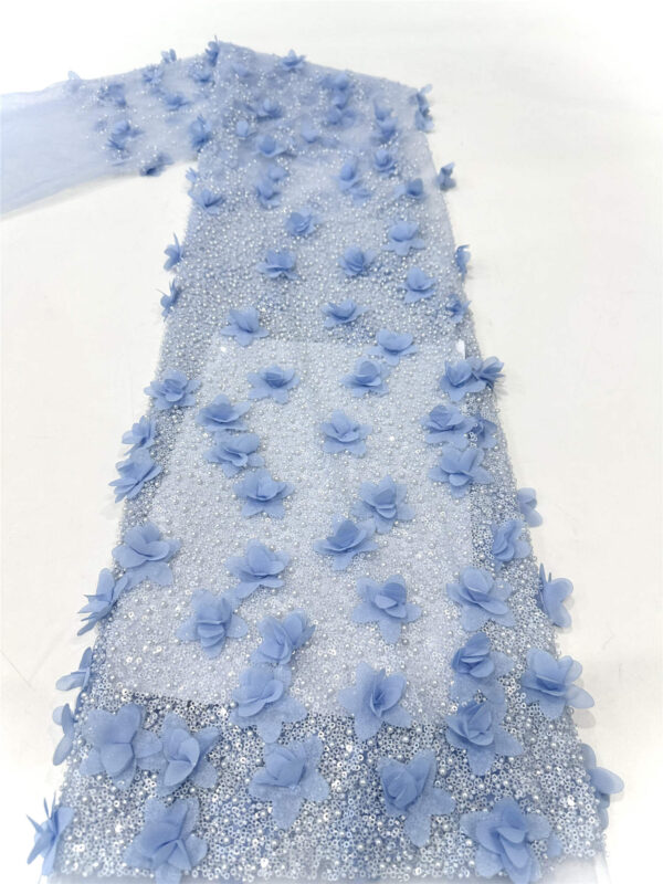 3d flower & pearl bridal wedding dress beaded lace fabric embroidery sequin lace fabric
