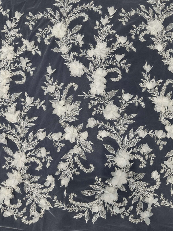 3d flower & bead bridal wedding dress beaded lace fabric embroidery sequin lace fabric (copy)
