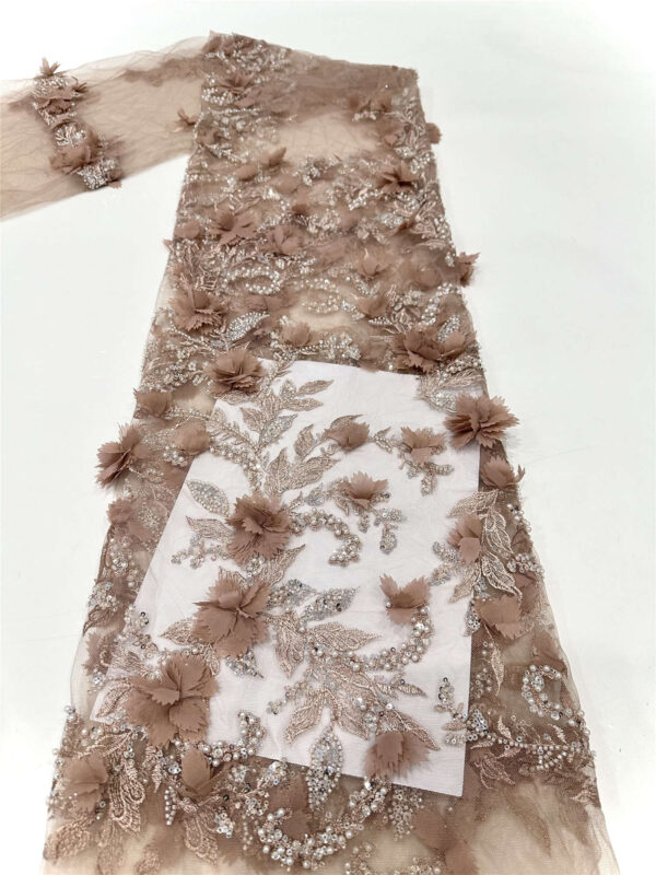 3d flower & bead bridal wedding dress beaded lace fabric embroidery sequin lace fabric (copy)