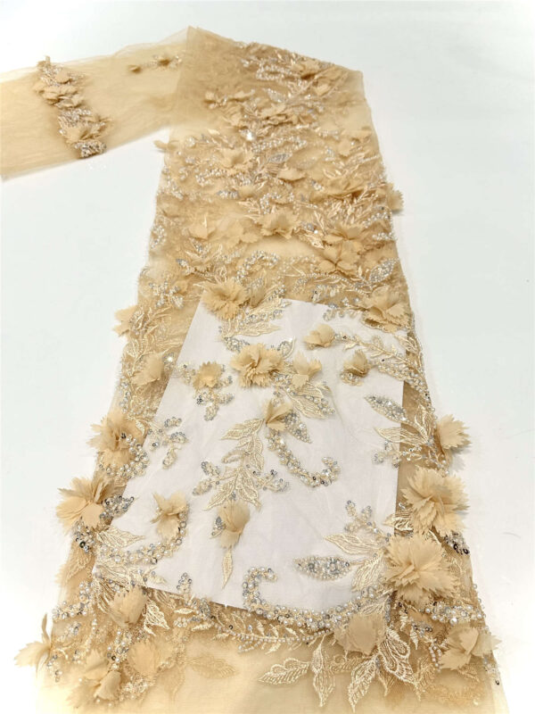3d flower & bead bridal wedding dress beaded lace fabric embroidery sequin lace fabric (copy)