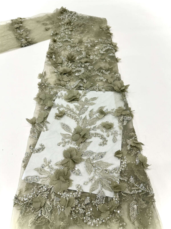 3d flower & bead bridal wedding dress beaded lace fabric embroidery sequin lace fabric (copy)