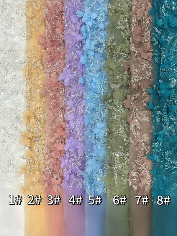 3d flower & bead bridal wedding dress beaded lace fabric embroidery sequin lace fabric (copy)