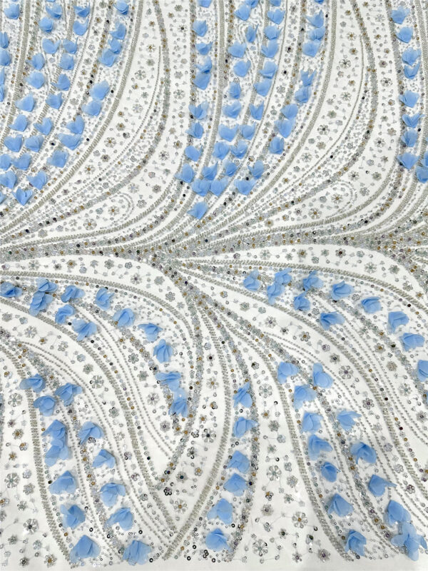 3d flower & bead bridal wedding dress beaded lace fabric embroidery sequin lace fabric