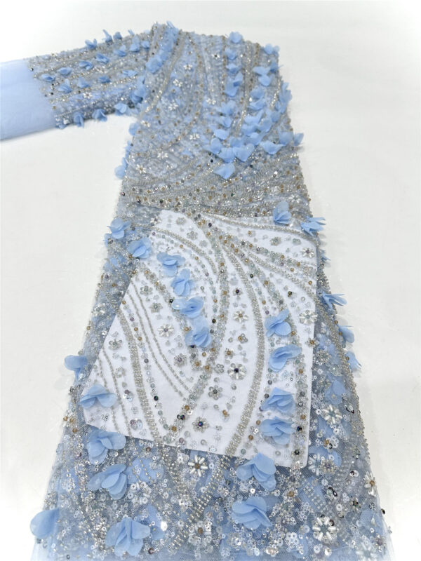 3d flower & bead bridal wedding dress beaded lace fabric embroidery sequin lace fabric