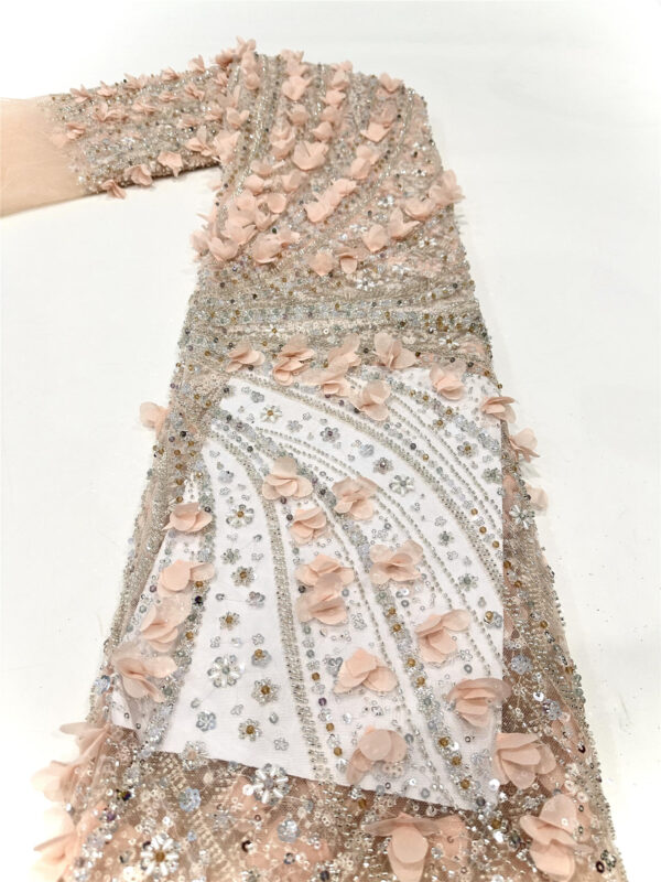 3d flower bridal wedding dress beaded lace fabric embroidery sequin lace fabric (copy)
