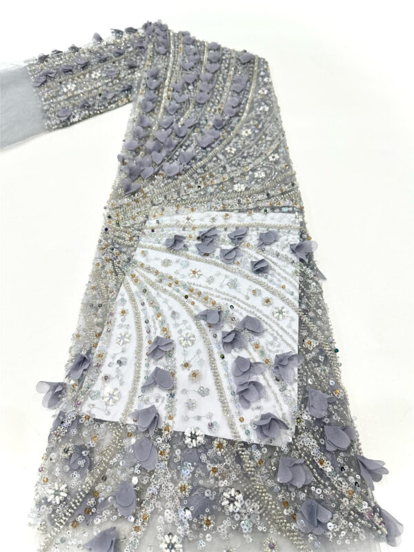 3d flower & bead bridal wedding dress beaded lace fabric embroidery sequin lace fabric