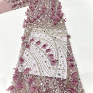 3d flower & bead bridal wedding dress beaded lace fabric embroidery sequin lace fabric