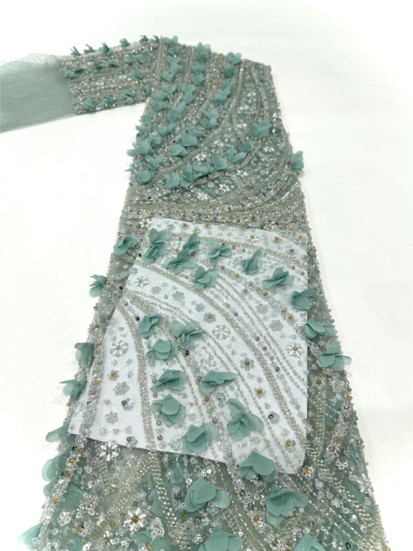 3d flower & bead bridal wedding dress beaded lace fabric embroidery sequin lace fabric