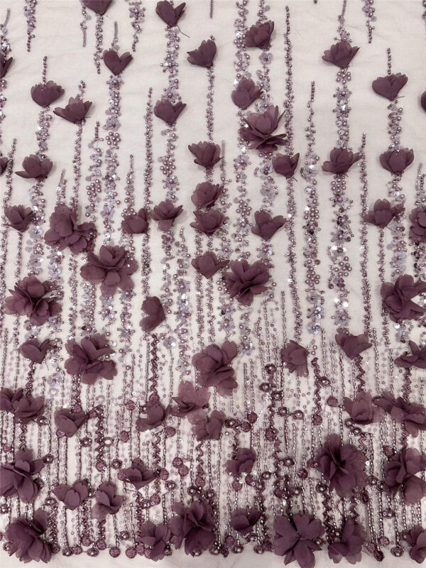 3d beaded & feather flower bridal wedding dress beaded lace fabric embroidery sequin lace fabric (copy)