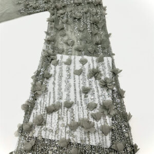3d beaded & feather flower bridal wedding dress beaded lace fabric embroidery sequin lace fabric (copy)