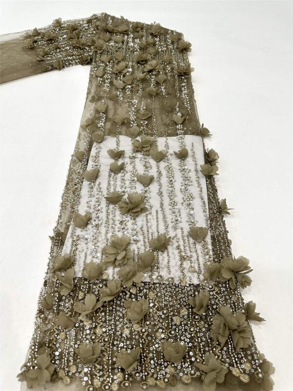 3d flower bridal wedding dress beaded lace fabric embroidery sequin lace fabric