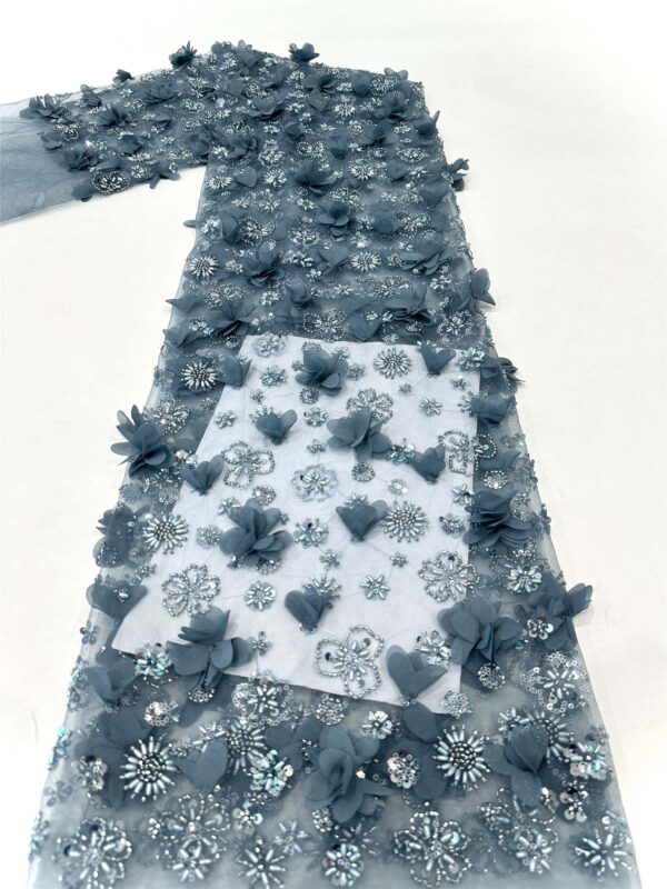 3d flower bridal wedding dress beaded lace fabric embroidery sequin lace fabric eco friendly