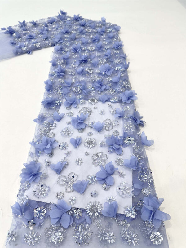 3d flower bridal wedding dress beaded lace fabric embroidery sequin lace fabric eco friendly