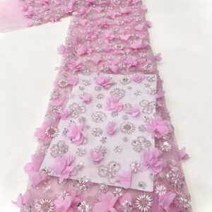 3d flower bridal wedding dress beaded lace fabric embroidery sequin (copy)