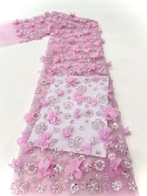 3d flower bridal wedding dress beaded lace fabric embroidery sequin (copy)