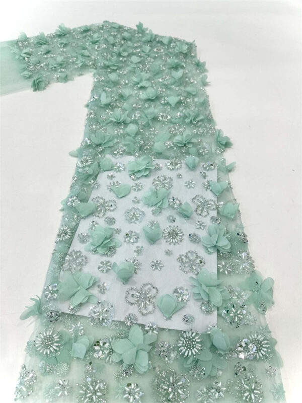 3d flower bridal wedding dress beaded lace fabric embroidery sequin lace fabric eco friendly