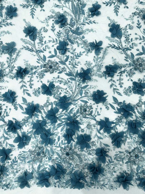 3d flower bridal wedding dress beaded lace fabric embroidery sequin