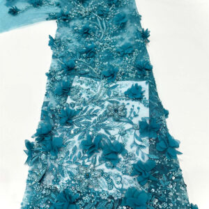 3d flower bridal wedding dress beaded lace fabric embroidery sequin