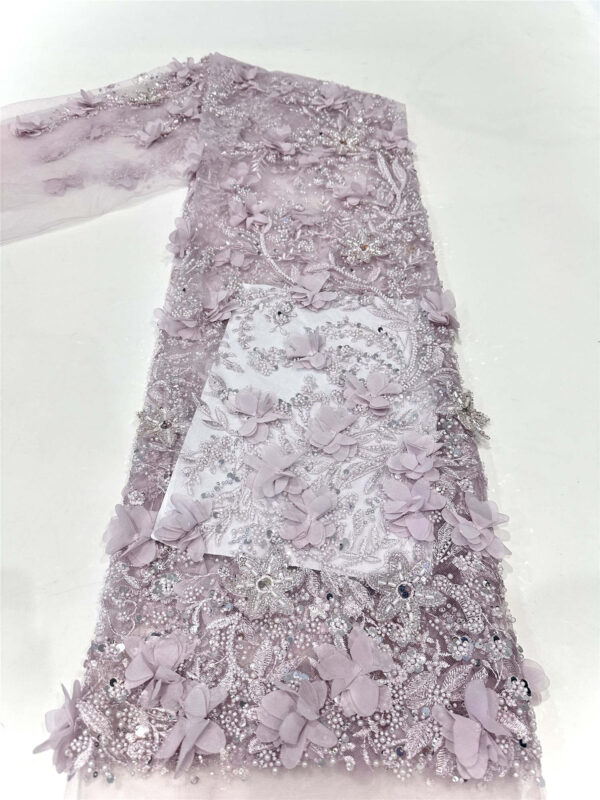 3d flower bridal wedding dress beaded lace fabric embroidery sequin