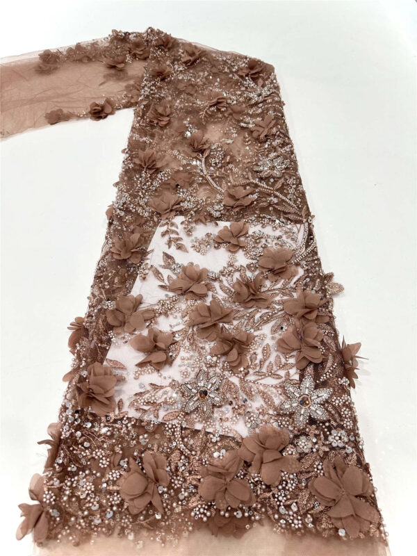 3d flower bridal wedding dress beaded lace fabric embroidery sequin