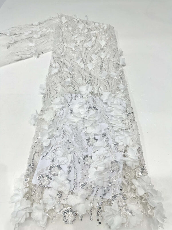 elegant bridal wedding dress beaded lace fabric embroidery sequin lace fabric (copy)