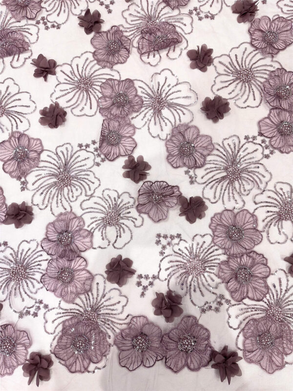 3d flower sequin peal bridal wedding dress beaded lace fabric embroidery lace fabric (copy)