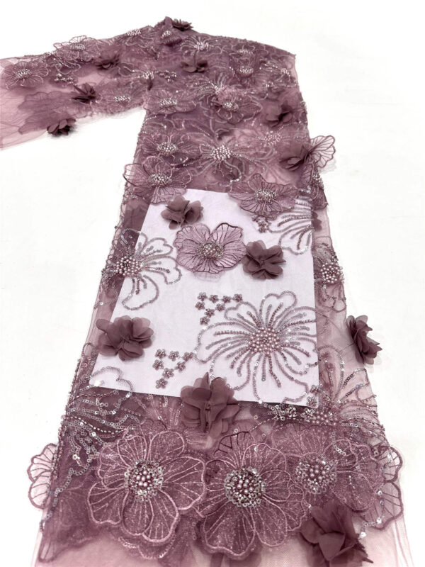 3d flower sequin peal bridal wedding dress beaded lace fabric embroidery lace fabric (copy)