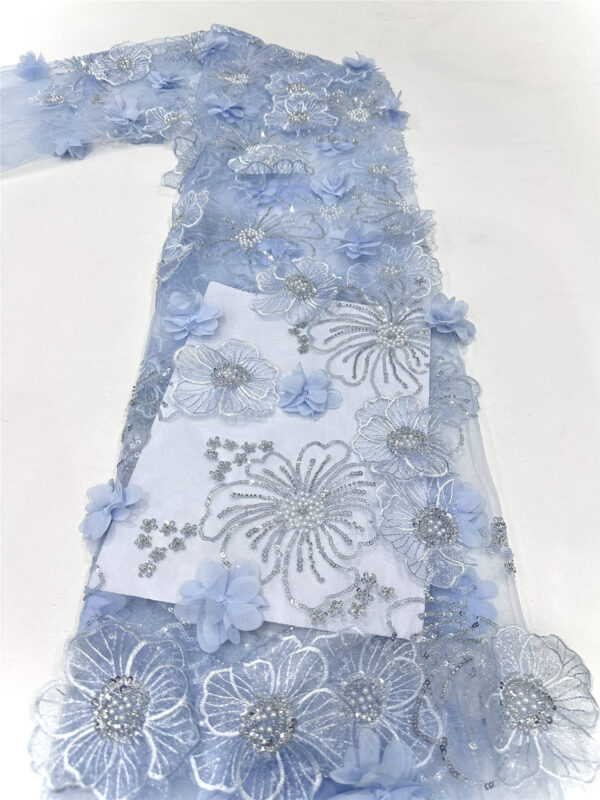 3d flower sequin peal bridal wedding dress beaded lace fabric embroidery lace fabric