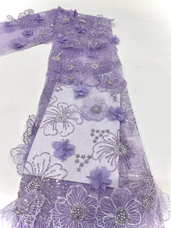 3d flower sequin peal bridal wedding dress beaded lace fabric embroidery lace fabric