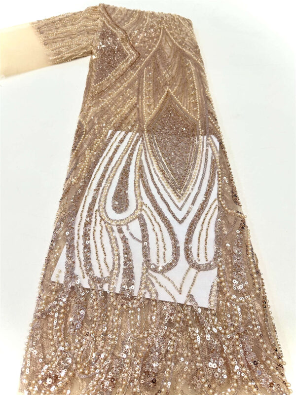 rhinestones & peal bridal wedding dress beaded lace fabric embroidery sequin lace fabric