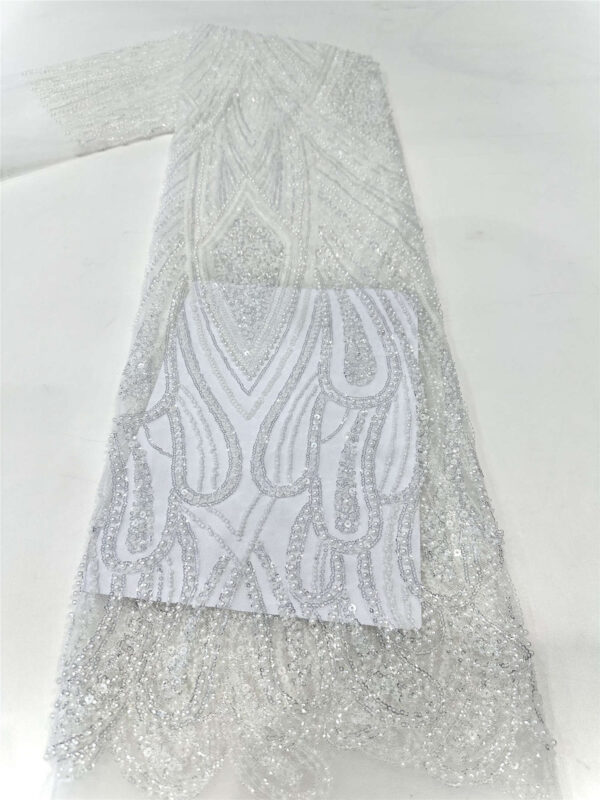 rhinestones & peal bridal wedding dress beaded lace fabric embroidery sequin lace fabric