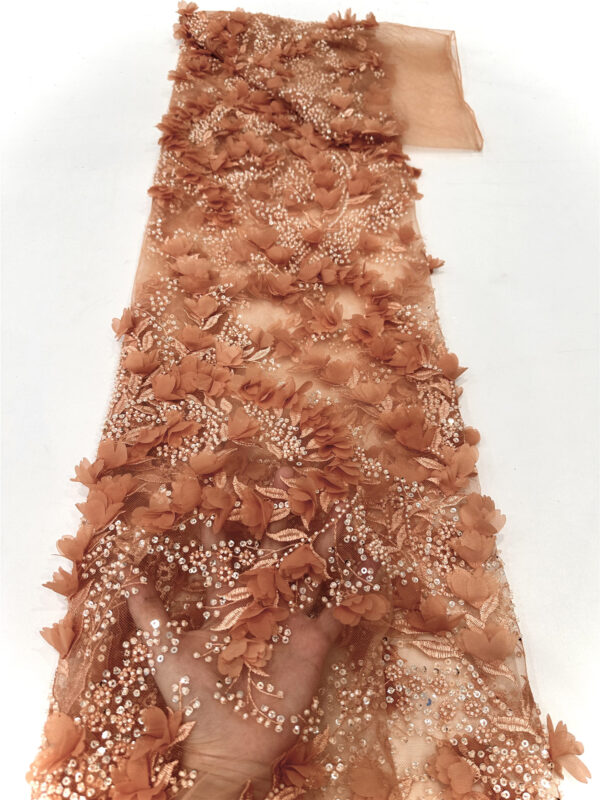 3d flower sequin peal bridal wedding dress beaded lace fabric embroidery lace fabric