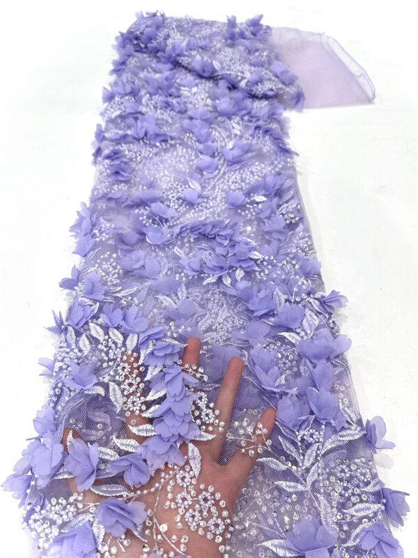 3d flower sequin peal bridal wedding dress beaded lace fabric embroidery lace fabric