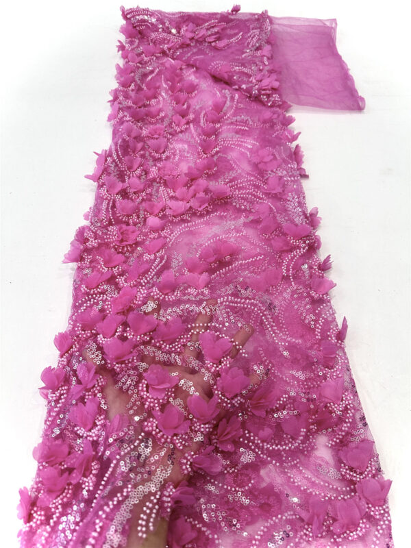 3d flower sequin peal mesh wedding dress beaded lace fabric embroidery lace fabric