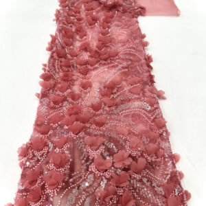 3d flower sequin peal mesh wedding dress beaded lace fabric embroidery lace fabric