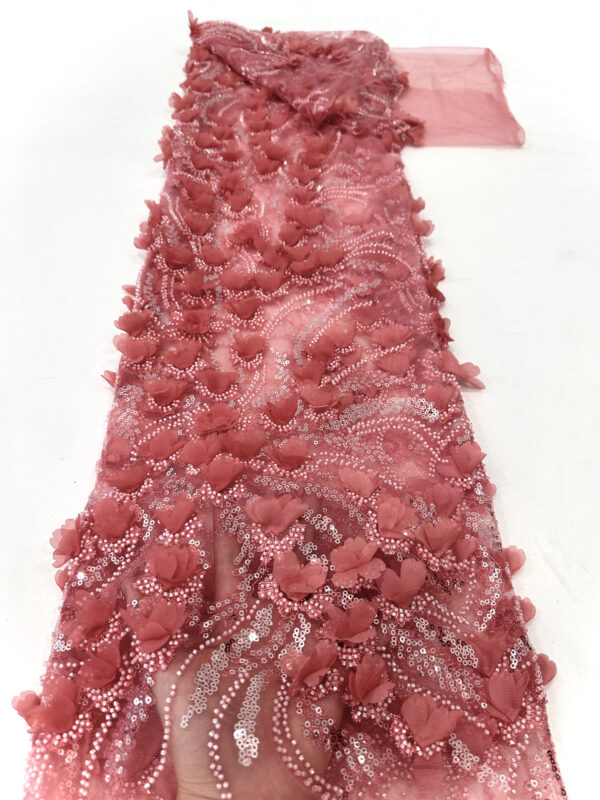 3d flower sequin peal mesh wedding dress beaded lace fabric embroidery lace fabric