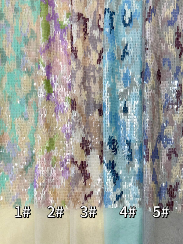 colorful sequins bridal wedding dress beaded lace fabric embroidery sequin lace fabric